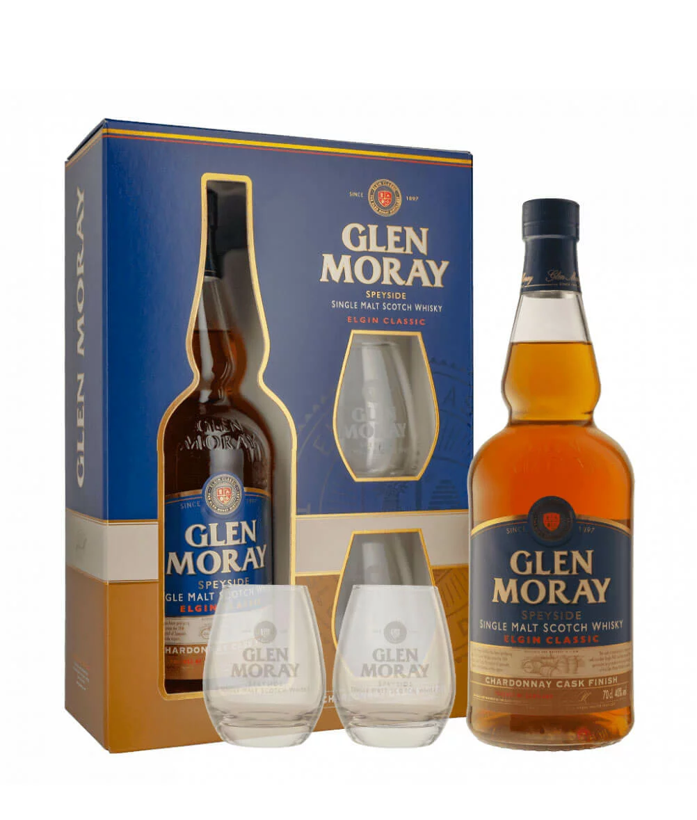 Glen Moray Elgin Classic Chardonnay Cask Finish + 2 poháre 40% 0,7l GB