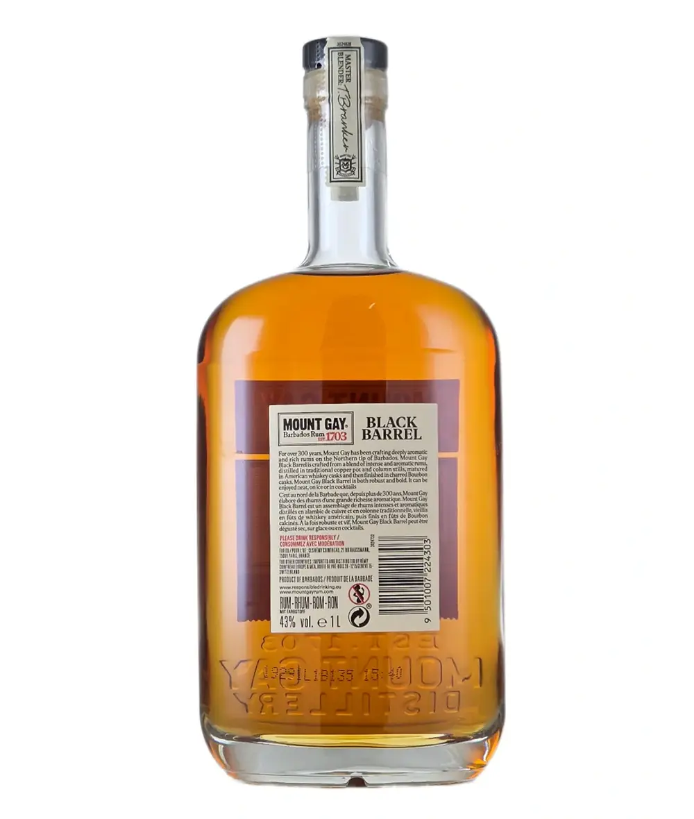 Mount Gay Black Barrel Double Cask Blend 43% 1l GB – Obrázok 5
