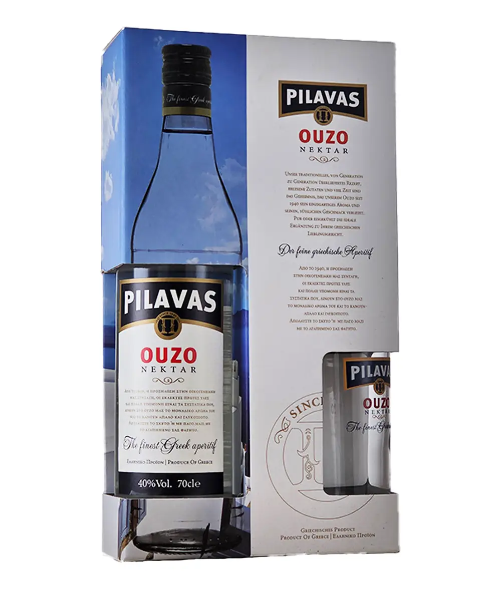 Ouzo Nektar Pilavas 0,7l 40% GB + pohár
