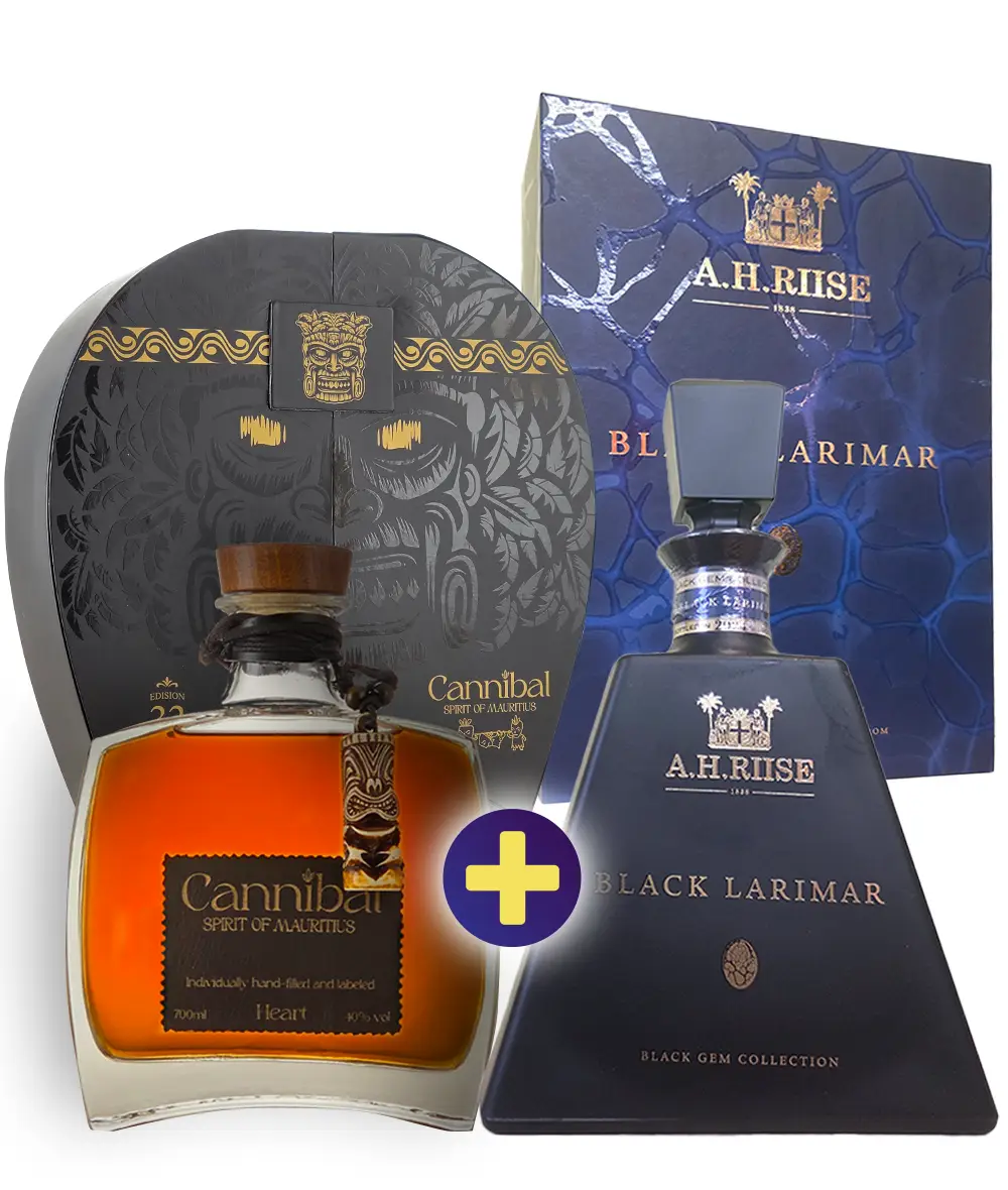 A.H. Riise Black Larimar Gem Collection 0,7l 45,2% GB + Cannibal Heart - Premium Rum 0,7l 40% GB set